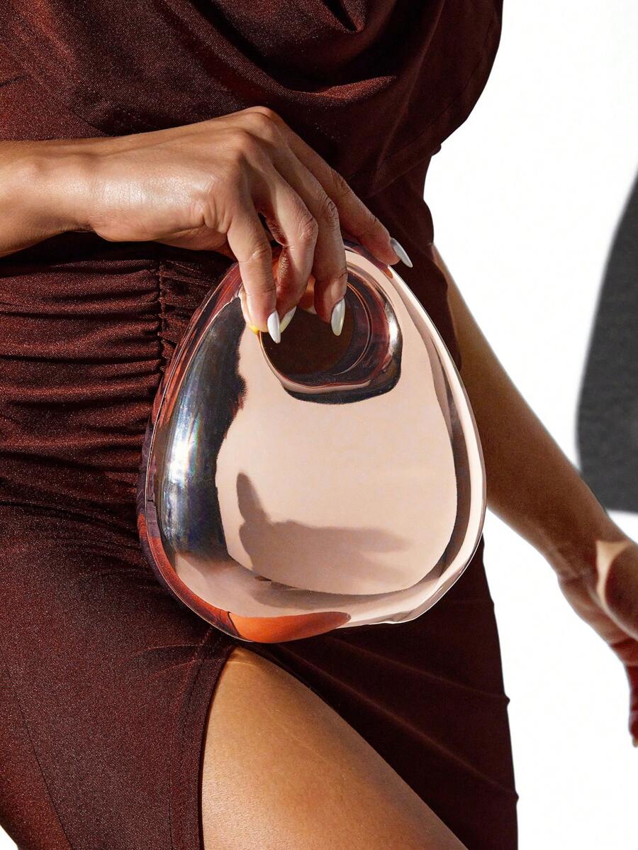 SHEIN SXY Damska, damska torebka z uchwytem u góry, modna, spersonalizowana, prosta, uniwersalna, wykwintna, elegancka, metalowa, lustrzana, na przyjęcie koktajlowe, imprezę, bal maturalny, klub, randkę, urodziny, wieczór, randkę