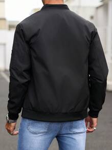 Manfinity CasualCool Men's Zip-Up Long Sleeve Pocket Casual Jacket - Black - View 2