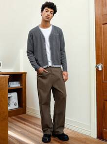 Manfinity VCAY Cárdigan de punto casual de manga larga para hombre, para otoño e invierno - Gris - Ver 6