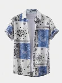 ROMWE MEN Men Paisley Print Shirt Without Tee - Multicolor - View 1