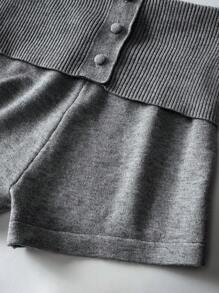 SHEIN BASICS Casual Solid Color Low Waist Ultra Short Sweater Pants For Women