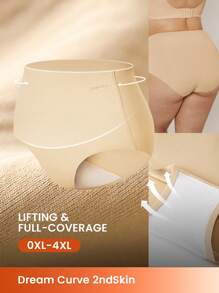 LUVLETTE Plus Women High-Rise No-Show Brief Smoothing Brief - Apricot - View 2