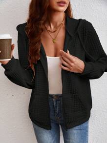 EMERY ROSE Sudadera con capucha con cordón y hombro caído en color sólido