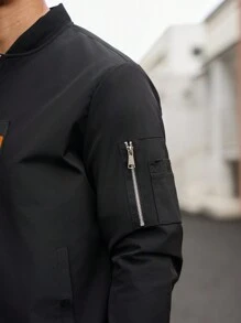 Manfinity CasualCool Men's Zip-Up Long Sleeve Pocket Casual Jacket - Black - View 5