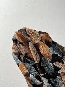 SHEIN Frenchy 大码女式春夏树叶印花长袖优雅宽松衬衫，女士秋季衬衫，秋季衬衫，优雅衬衫，秋季女装 - 彩色 - 查看 8