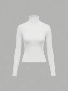SHEIN Unity 2703 Black & White Turtleneck Sweater Set, Knit Pullover Fall Winter - Multicolor - View 5