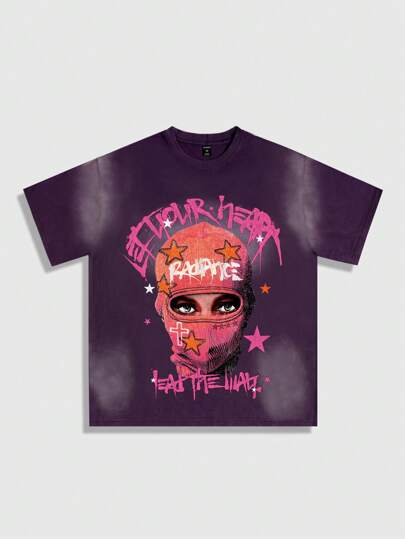 Street Life T-shirt à manches courtes pour hommes avec imprimé portrait de zèbre, convient pour le port décontracté quotidien au printemps/été