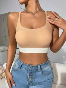 2pcs/Set Women's Solid Color Seamless Bra Underwear Set, Daily Relaxation