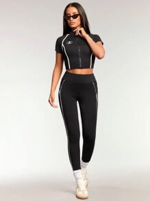 Forever 21 Quần legging đen Quần tập yoga Quần áo mùa thu Quần legging thể thao Quần chạy bộ - màu đen - Xem 6