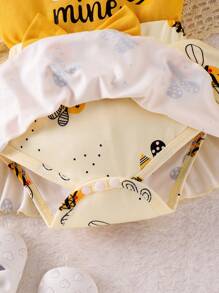 SHEIN 嬰兒女寶寶蜜蜂裙裝套裝 - 黃色 - 查看 4