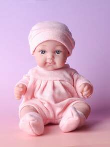 DOLL MEET 1PC Realistic Simulation Newreborn Baby Doll 11 Inches Bowknot Buuny Pattern Hat Stocking & Clothes Birthday Gift For Girl Collection House  Reborn Dolls Children Toys