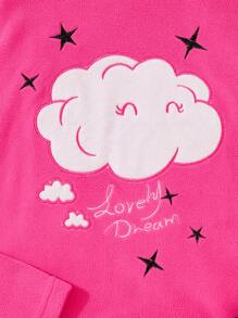 2pcs Tween Girls Cloud Print Casual Snug Fit Long Sleeve Top And Pants Pajamas Set