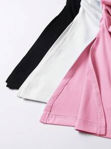 SHEIN EZwear 3pcs Women's Backless Solid Color Simple Asymmetrical Hem Design Tube Top Set - Multicolor - View 4