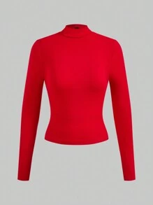 SHEIN EZwear Women's Stand Collar Moisture-Absorbing Heating Long Sleeve T-Shirt - Multicolor - View 8