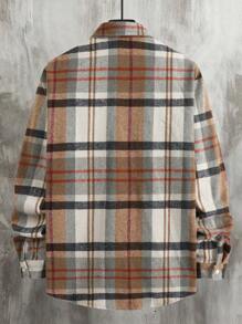 Manfinity EMRG Men's Button-Front Plaid Shirt With Long Sleeves And Pockets, Casual Everyday Wear