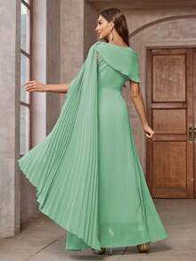 Women's Solid Color Simple Casual Long Sleeve Dress - Green - View 2