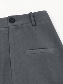 EARO 复古梨形轮廓直筒裙，女式高腰休闲百搭松紧腰性感优雅长款 A 字开衩紧身裙，春秋 - 灰色 - 查看 6