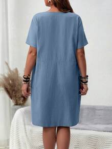 EMERY ROSE Plus Size Women's Blue Summer Dress - Blue - View 2