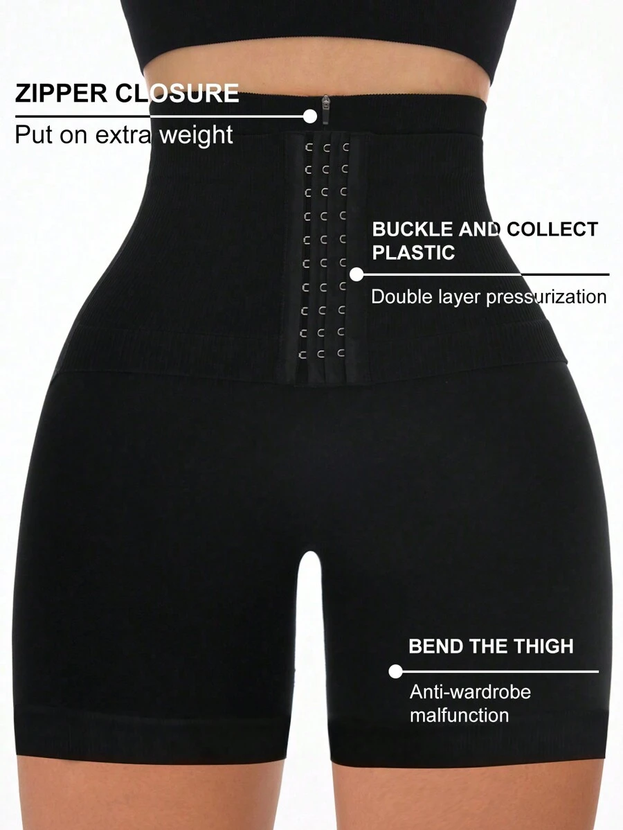 Easithlete Quần short tập yoga liền mạch nén eo cao cho nữ, quần short tập luyện 5 inch kiểm soát bụng - màu đen - Xem 1