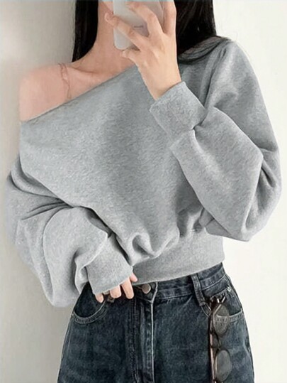 INAWLY Ladies' Plain Casual Simple Daily Long Sleeve Top, Back To School Clothes