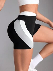 Easithlete 女士休闲撞色简约运动短裤 - 黑色 - 查看 4