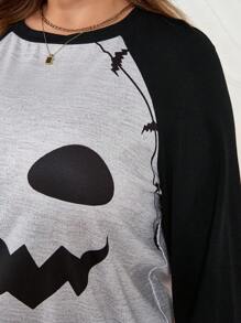 SHEIN LUNE Plus Size Skull Graphic Plus Size Sweatshirt - Black - View 4