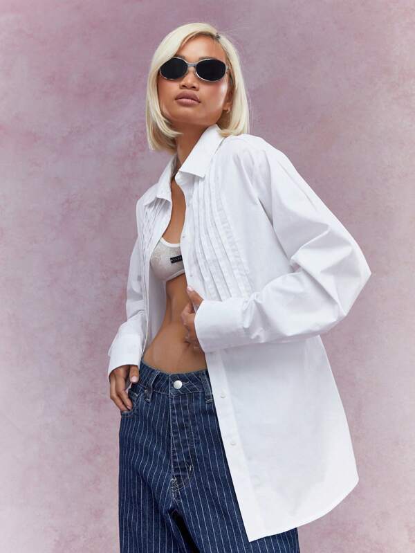 MISSGUIDED Oversized Puffed Sleeves Tuxedo Shirt