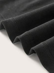 Tseoso Einfarbiges schwarzes tailliertes T-Shirt mit Rundhalsausschnitt und langen Ärmeln für Damen, Frühling/Sommer