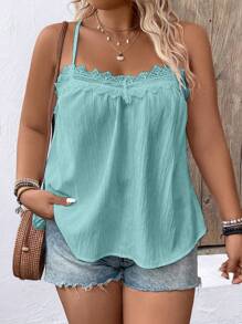 Breezaya Top cruzado sencillo de unicolor para mujer de talla grande - Verde - Ver 5