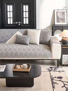 1pc Chenille Sofa Throw Pillow Cover, 3D Floral Pattern, Minimalist Surprise Style Sofa Protector, Anti-Slip Anti-Scratch, Suitable For All Seasons, Home Decor - Grey - View 6