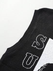Manfinity EMRG Men's Figure Print Sleeveless Knit Tank Top Back To School Frank Ocean  Halloween Sweater