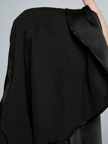 SHEIN Tall 性感露背缎面女式连体裤，背部有交叉带 - 黑色 - 查看 8
