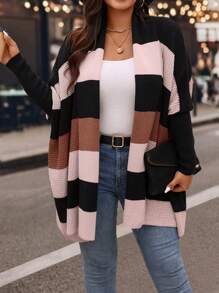EMERY ROSE Plus Size Casual Loose Fit Lange Mouw Cardigan Jas Met Een Relaxed Silhouet En Getailleerde Mouwen Voor Een Comfortabele En Stijlvolle Look. Feesten, Muziekfestivals, Thuiskleding, Back-To-School Evenementen, Cadeaus En Winkelen. Western Dameskleding, Herfsttruien, Country, Winterkleding