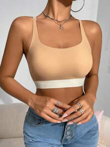 2pcs/Set Women's Solid Color Seamless Bra Underwear Set, Daily Relaxation