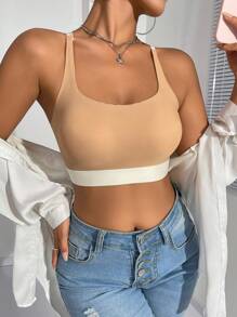 2pcs/Set Women's Solid Color Seamless Bra Underwear Set, Daily Relaxation