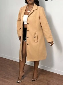 Slaydiva Elegant Commuter Plus Size Women Fitted Waist Lapel Single-Breasted Jacket