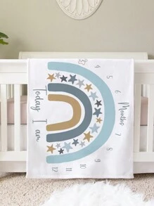 SHEIN 带有彩虹和星星图案的婴儿里程碑毯 - 彩色 - 查看 2