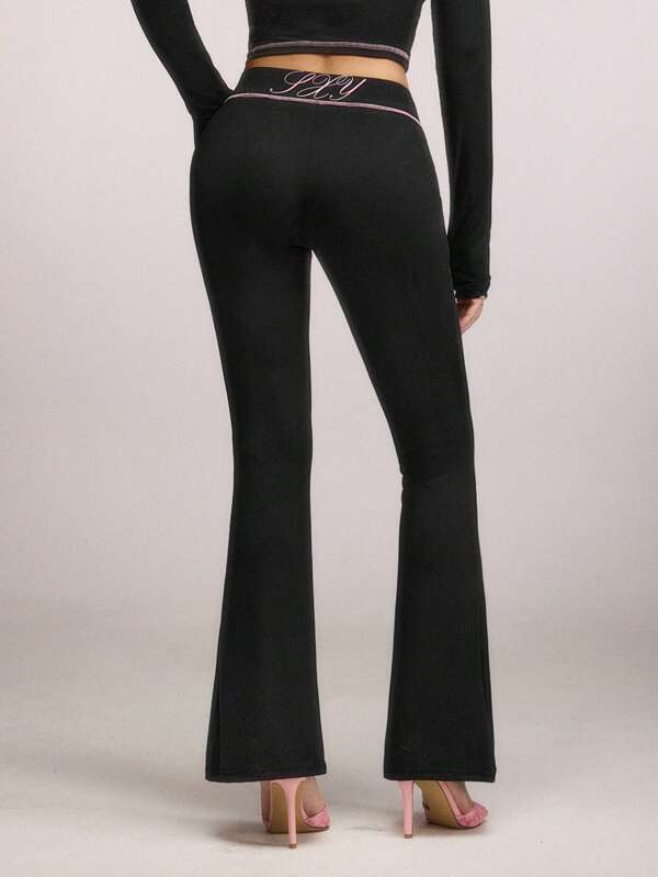 SHEIN SXY Leggings evazați cu talie largă imprimați pentru damă