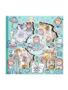 100pcs Cute Cartoon Girl Heart Shaped Stickers For Kids' Water Bottles, Journals, Scrapbooking, Phone Case Diy Decoration - Little pudding purple - View 5