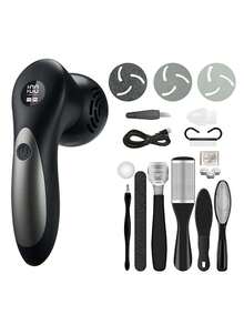 New 10 Pieces Set Of Vacuum Cleaner, Foot Grinder, Full Body Water Wash, Dead Skin And Calluses Removal, Digital Display Rechargeable Electric Foot Repair Machine - Black - View 4