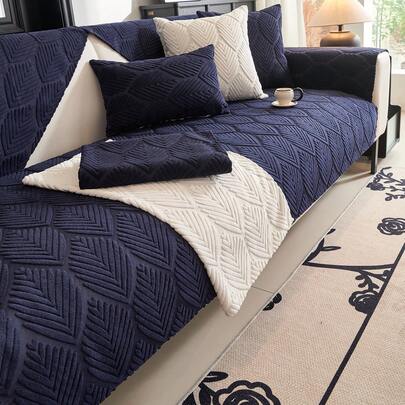 1件雪尼尔沙发抱枕套，3D立体花卉图案，简约惊喜风格沙发保护套，防滑防刮，四季皆宜，家居装饰