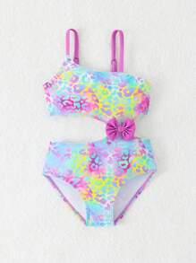 1 Stück süßer Badeanzug mit Leoparden Muster für Baby Mädchen, Sommer Strandurlaub