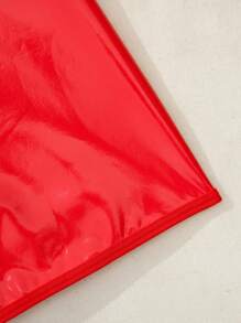 SHEIN 性感交叉后背和交叉带 PU 材质女式性感连衣裙 - 紅色 - 查看 5