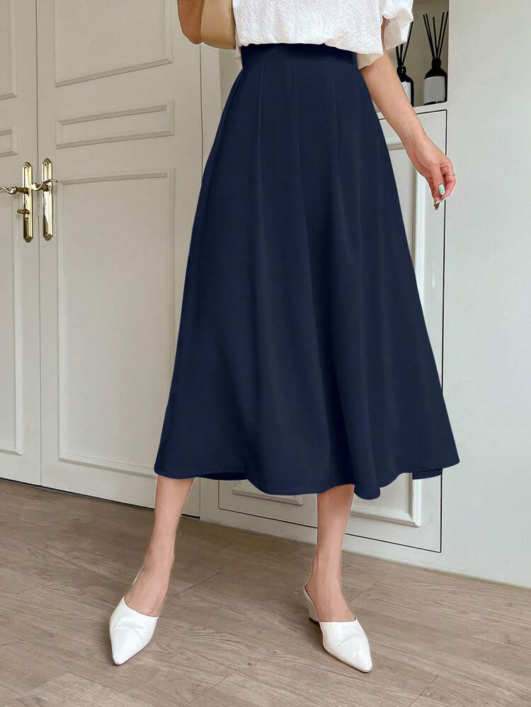 Women's Solid Color Simple Casual Mid-Length Skirt