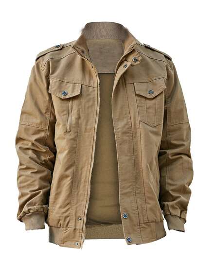 Manfinity Roughcore 男士军装风格工装夹克休闲风衣户外运动外套，外出长袖轻便夹克，适合朋友、丈夫、男朋友的礼物，男士休闲夹克，男士飞行员夹克，男士工装夹克，适合秋季