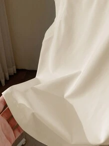 Comfortcana Áo thun ngắn tay cổ tròn cơ bản màu trơn cho nữ - Màu be - Xem 3