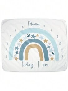 SHEIN 带有彩虹和星星图案的婴儿里程碑毯 - 彩色 - 查看 3