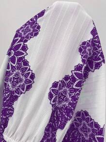 Chiquease Combinaison mode ajourée et imprimée tout-sur-tout pour femmes - Prune - Voir 7