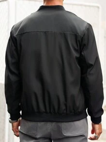 Manfinity Homme Chaqueta de béisbol de manga larga con estampado de corazón para hombres, para primavera/otoño