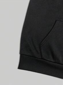 Hanorac casual pentru bărbați cu glugă cu imprimeu cu cranii și litere - Negru - Vizualizare 4